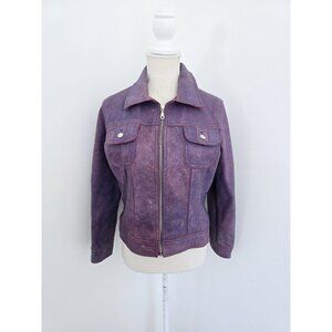 Wilsons Leather Maxima Vintage Purple Pink Ombre Biker Cargo Utility Jacket M